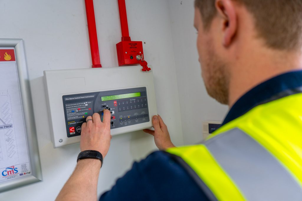 Fire alarm system installation by ITC Limited showing commercial safety compliance and protection service