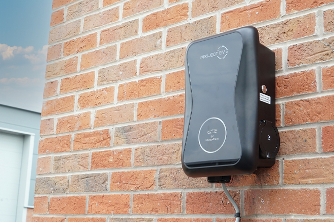 Project EV electric vehicle charging station installed by ITC Limited showing sustainable energy solution
