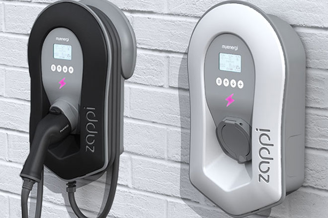 Zappi electric vehicle charging point installed by ITC Limited showing EV charging service solution