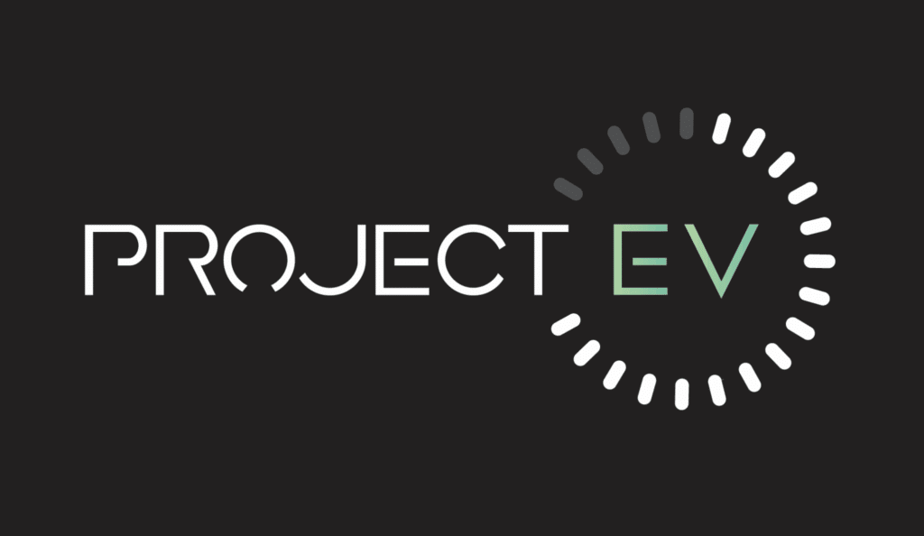 Project EV logo displayed on ITC Limited website showing electric vehicle charging brand and service